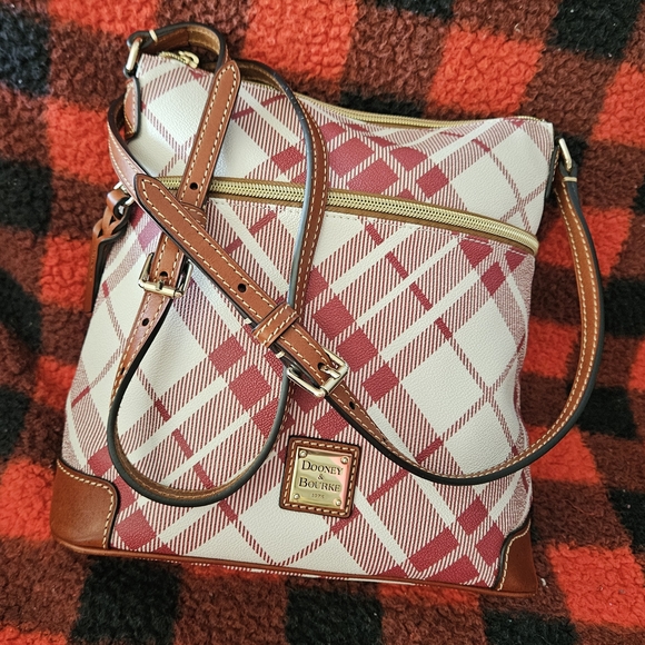 Dooney & Bourke Handbags - Dooney & Bourke Cranberry Crossbody/Shoulder Coated Cotton w/Leather Excellent